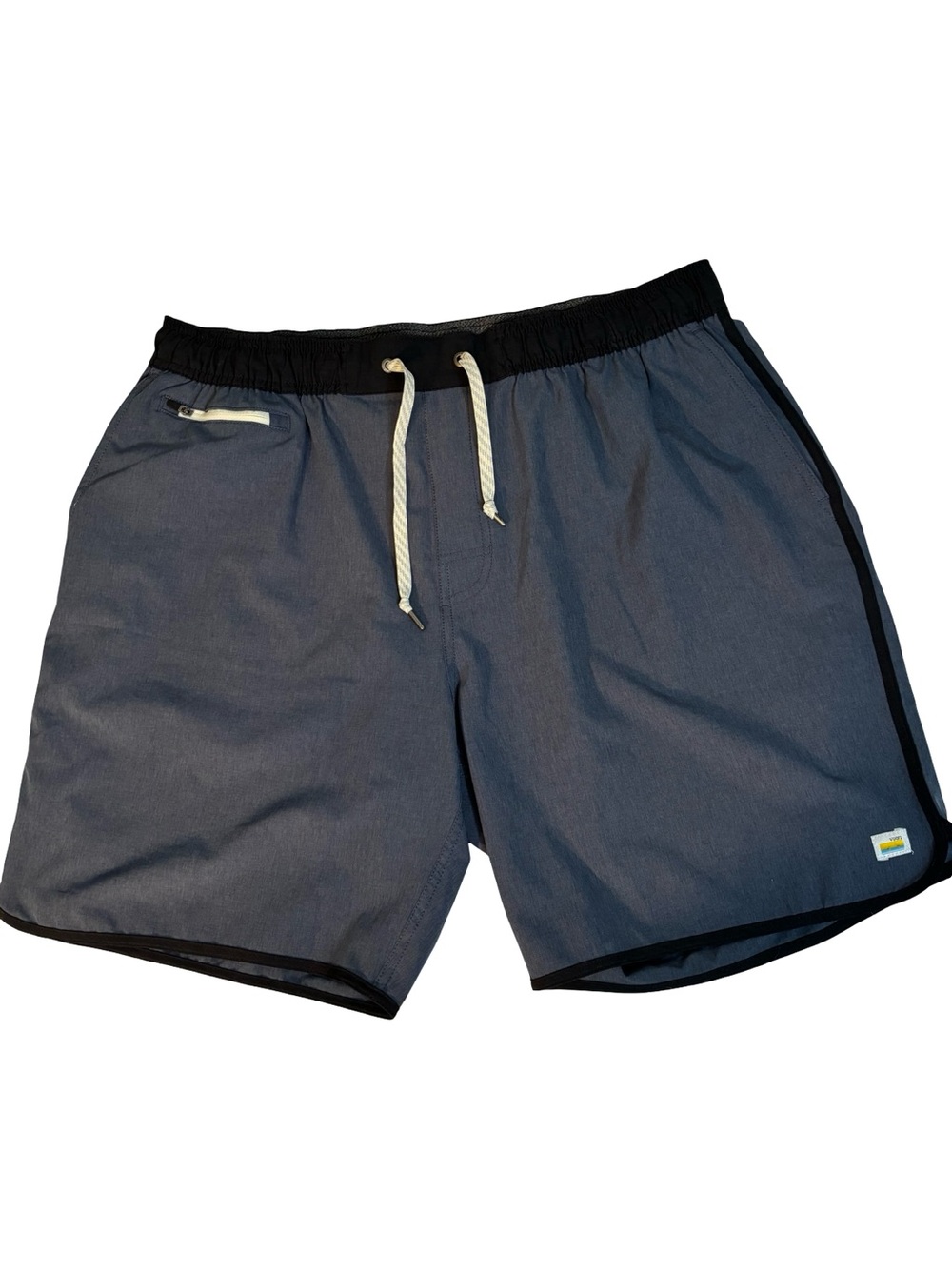 Vuori Men’s Banks 7” inseam Blue and Black Elastic Waist Hybrid Shorts